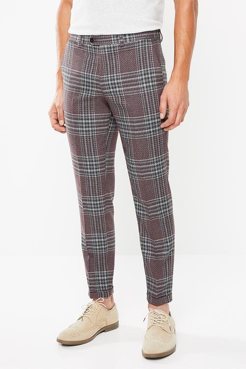 Brando check trouser - purple & grey