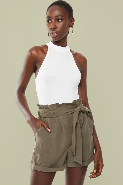 Viscose hi-neck bodysuit - cream