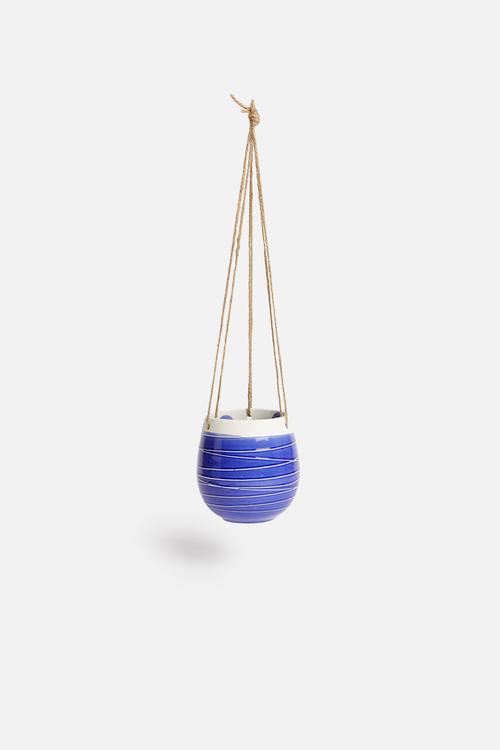 Dip hanging succulent planter - blue & white