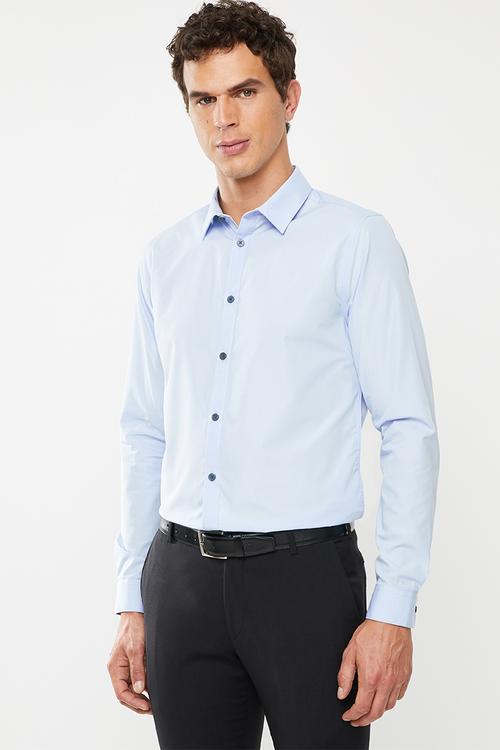 New poplin long sleeve shirt - blue 