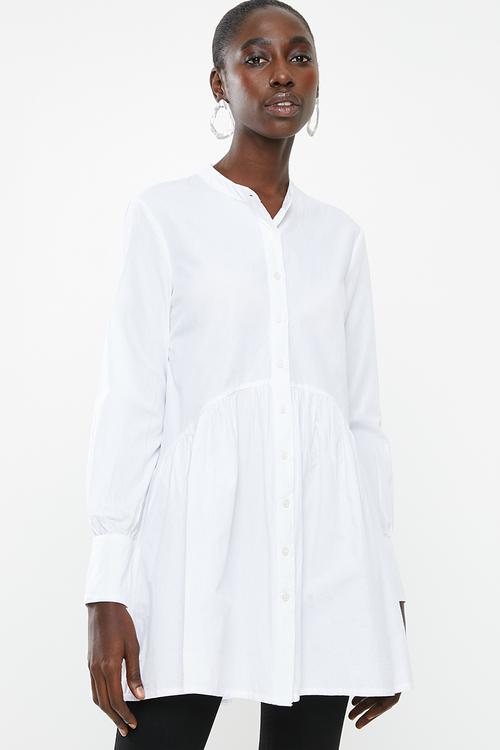 Longline poplin shirt - white