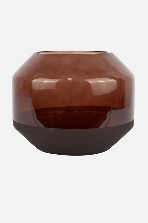 Majestic wide glass vase - brown