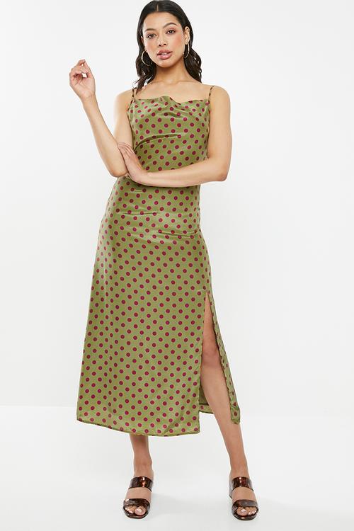 Strappy slit front - green & purple