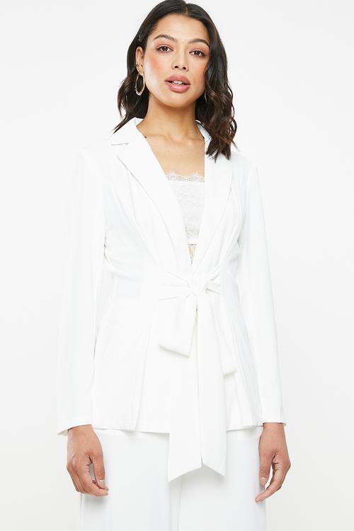 Wrap front lightweight blazer - white