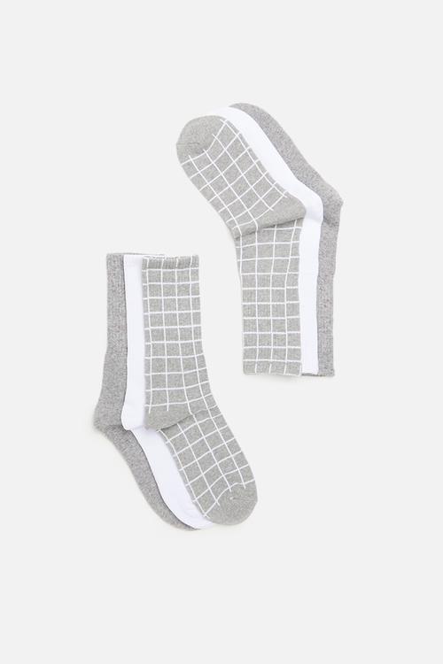 Active 3 pack socks - grey & white 