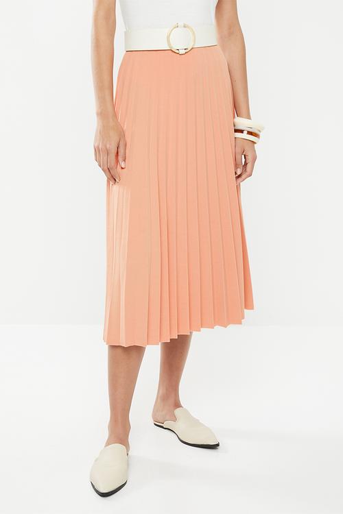 Pleated midi skirt - pink
