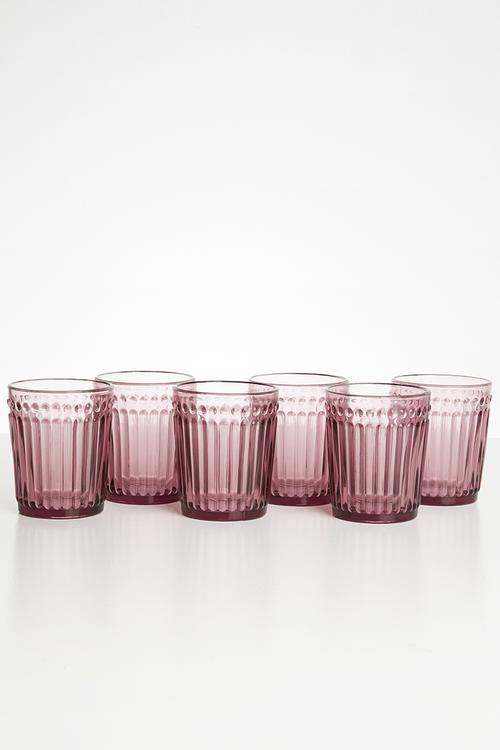 Rose water glass set of 6 - pink