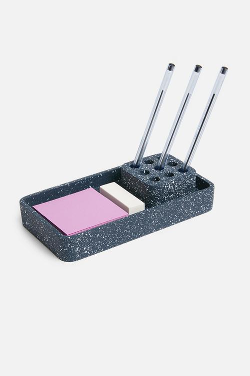 Terrazzo desktop organiser set of 2 - black