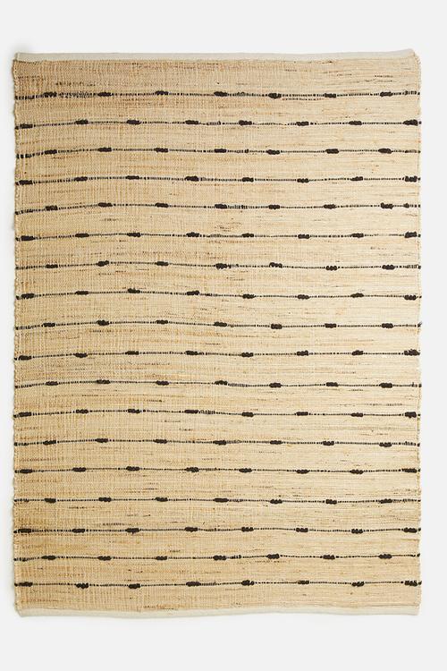 Line dot jute woven rug - beige & black