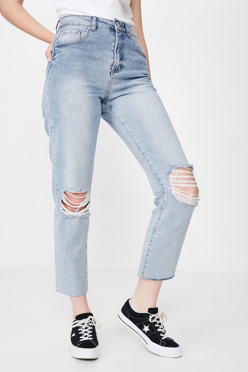 Distressed mom jean - blue
