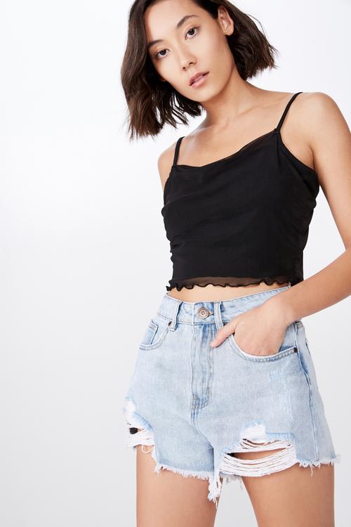 High rise denim short - blue