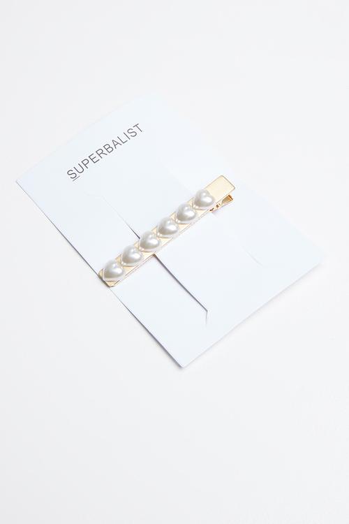Heart shape hair slide - gold & cream