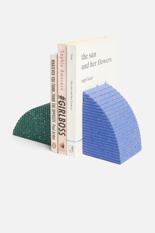Terrazzo bookends set of 2 - blue & green