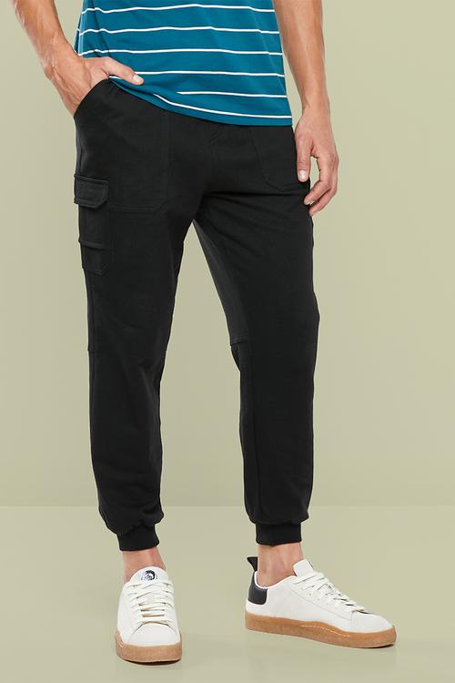 Tapered utility sweatpants - black