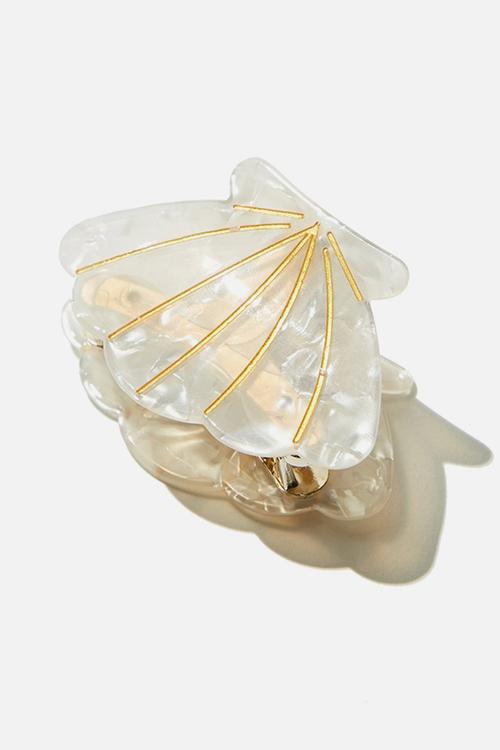 Mermaid hair claw - white & gold 