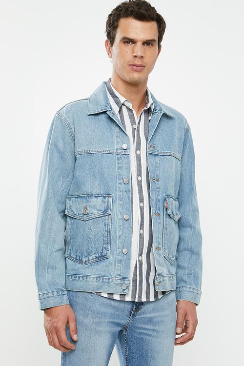 Morris patch pocket trucker - blue