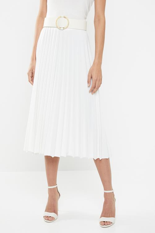 Pleated midi skirt - cream 
