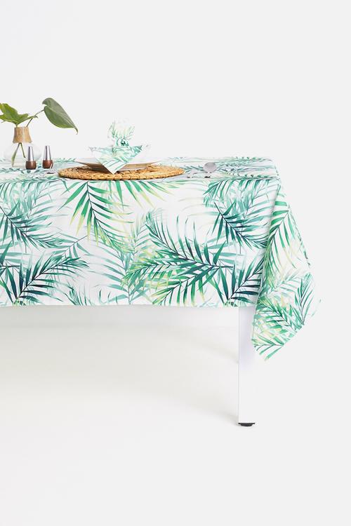 Leafy table cloth - green