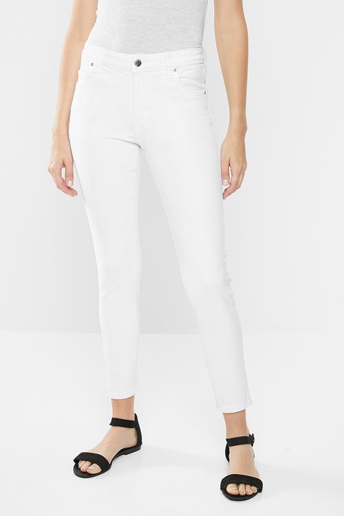 Mid rise cropped skinny jean - white