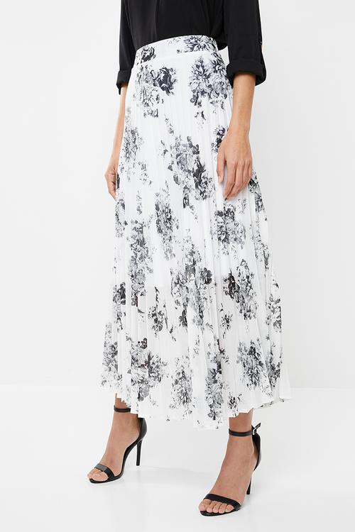 Pleated maxi skirt - black & white