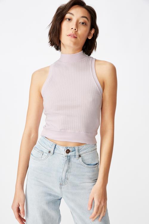 Funnel neck tank top - purple