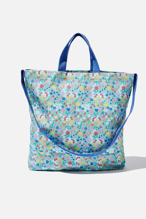 Printed tote bag - blue floral