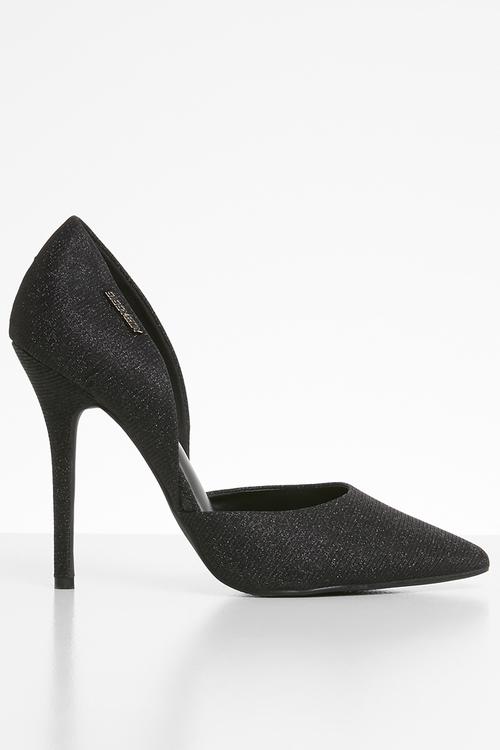 Akita cut away stiletto court - black