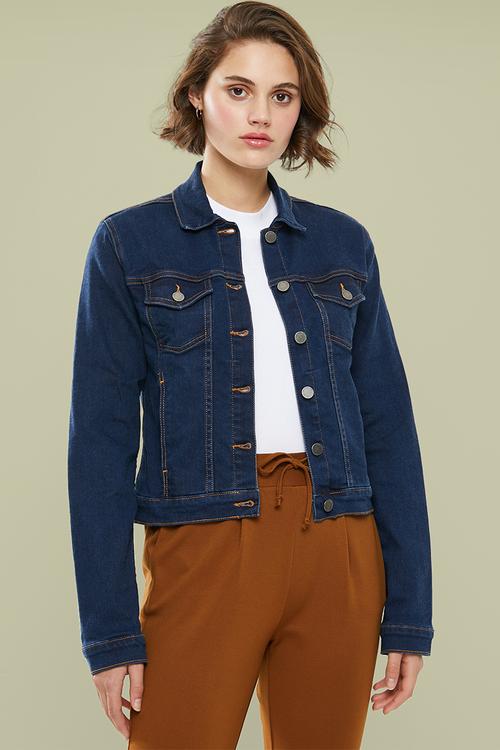 Fitted denim jacket - navy
