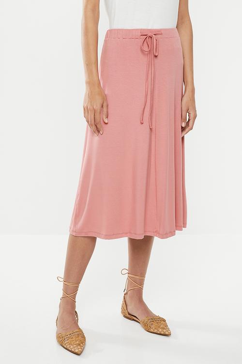 Draw cord midi skirt - pink