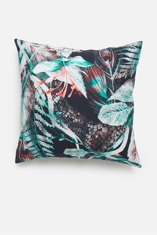 Hibiscus cushion cover - turquoise