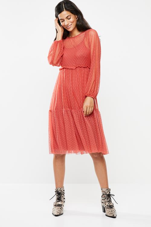 Mash long sleeve dress - rust