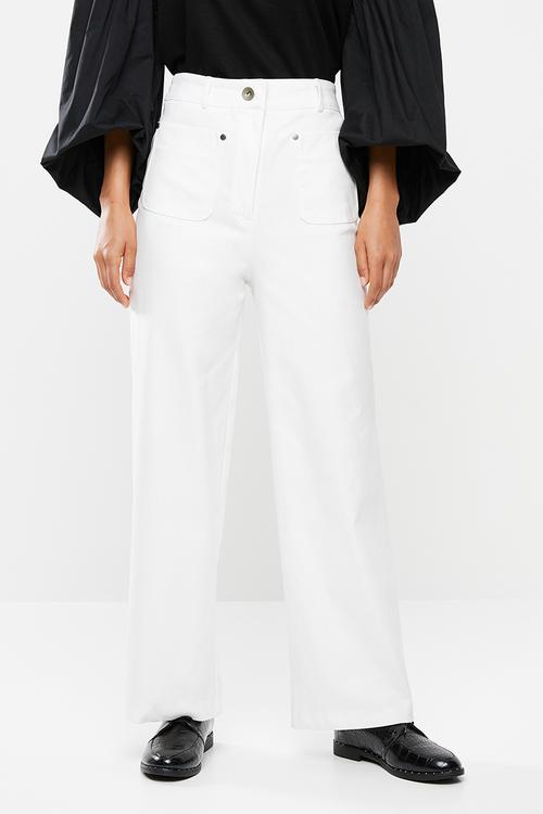 High waisted sailor pants - white
