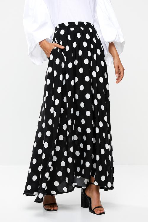 Full volume skirt with side pockets - black & white 