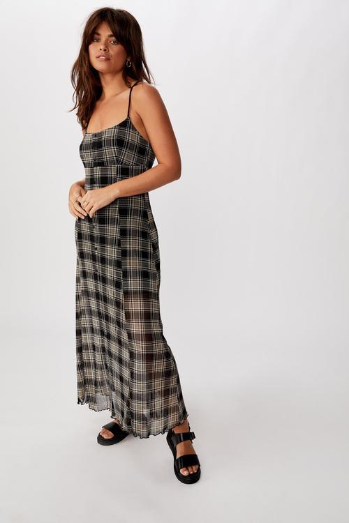 Mesh maxi dress loreta check - multi