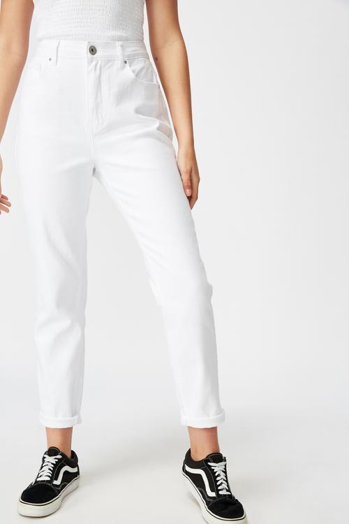 High rise straight leg jeans - white