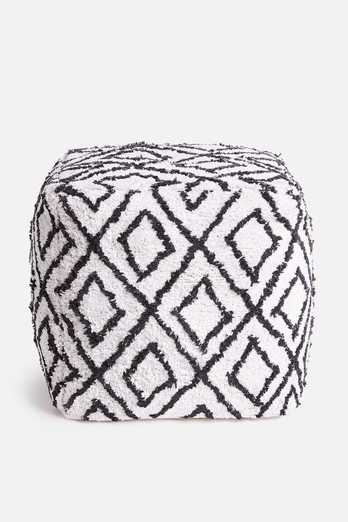 Soft ottoman - white & black
