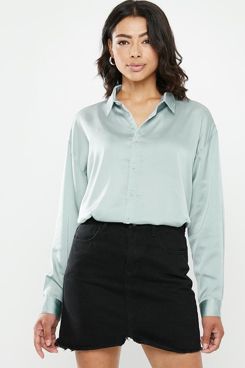 Basic satin shirt - silver