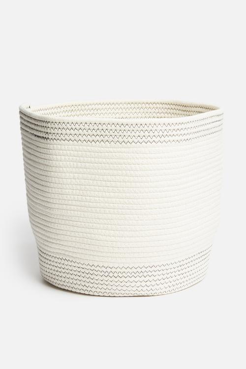 Round cotton rope basket - white & grey