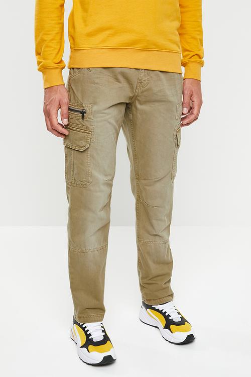 Belted cargo pants - beige