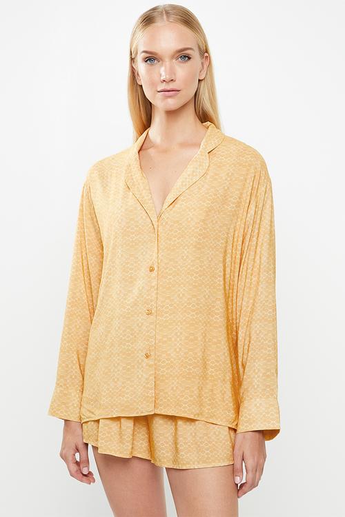 Sleep shirt & shorts set - yellow