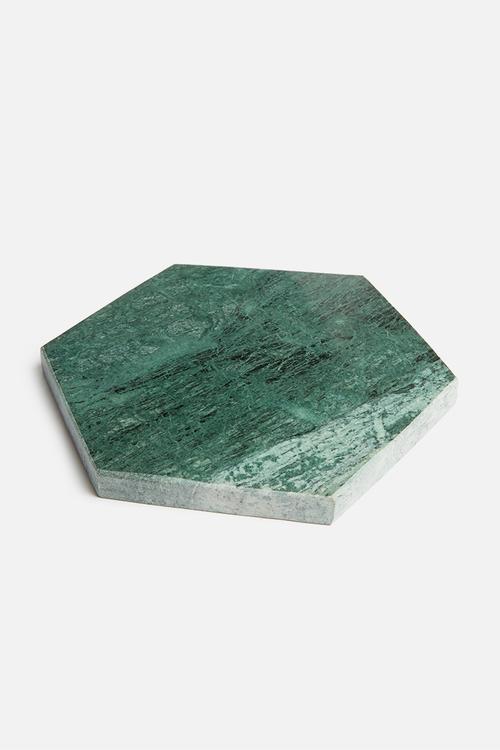 Capra hex marble trivet - green