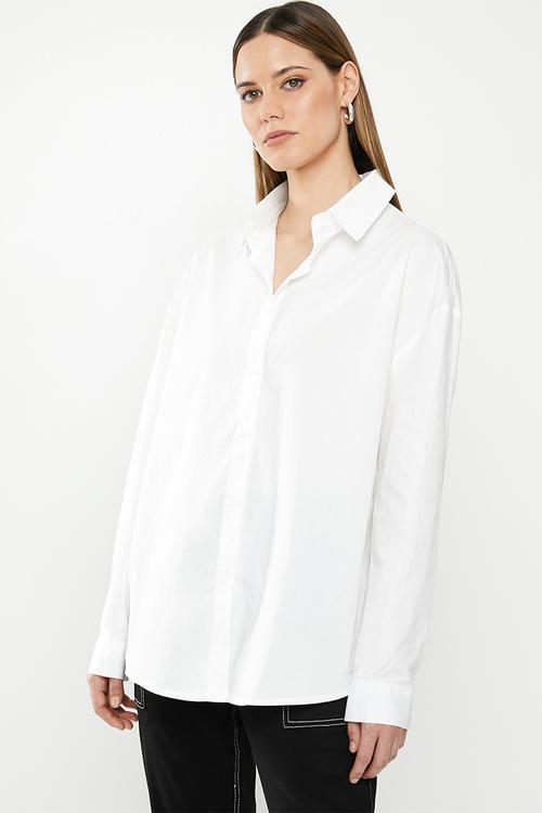 Oversized poplin shirt - white