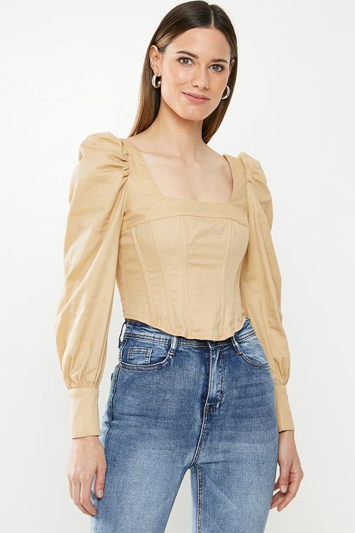 Square neck corset style top - neutral