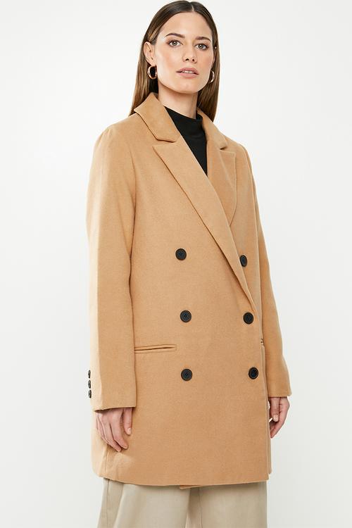 Short oversized double breasted coat - brown 