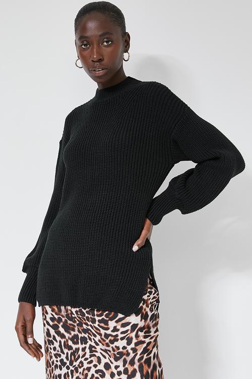 Balloon sleeve pull over - black