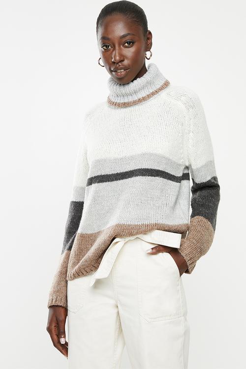 Cordelia long sleeve Hi-neck pullover knit - multi