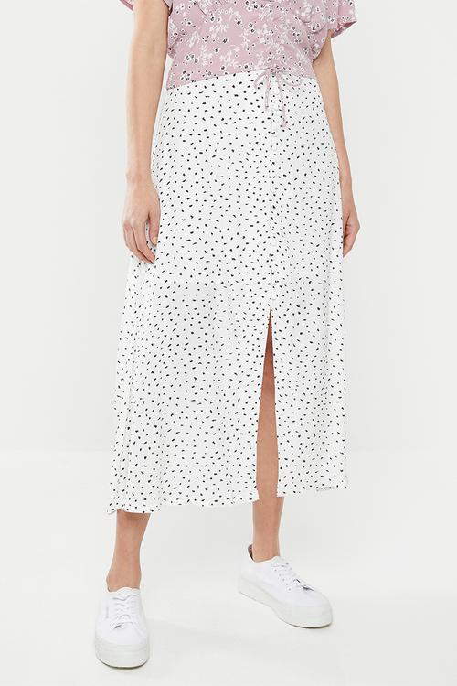 Summer button midi skirt - white & black