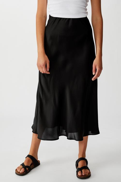Belle bias midi skirt - black