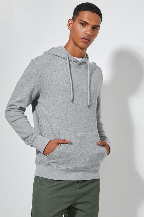 Basic hoodie pullover sweater - grey
