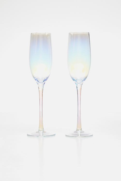 Iridescent champagne glass set of 2 - clear